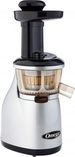 Omega Vertical Low-Speed Juicer, 150-Watt, Silver color